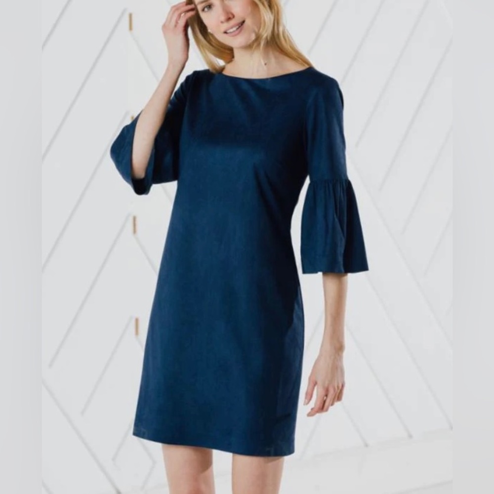 Sail to Sable faux suede bell sleeve dress